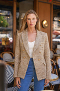 Tweed double-breasted blazer jacket - V2321Q: Gold