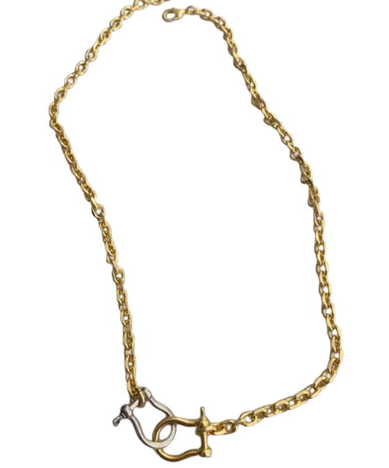 Giddy Up Rodeo Two Tone Hose Bit Shackle  Necklace