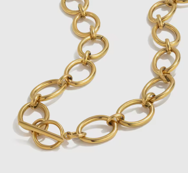 Maggie- Oval Link 18K Gold Necklace Waterproof