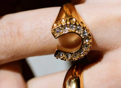 Lucky Horse Shoe- Steel and CZ 14K gold: 6