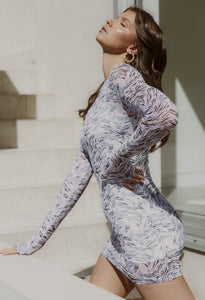 Love McNicoll sheer long sleeve mini dress s/m