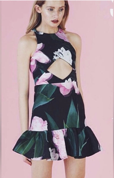 casper + pearl floral mini dress