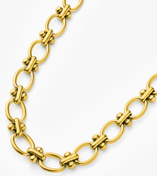 Rio Knuckle Link Steel Necklace 14K Gold Waterproof: Yellow Gold
