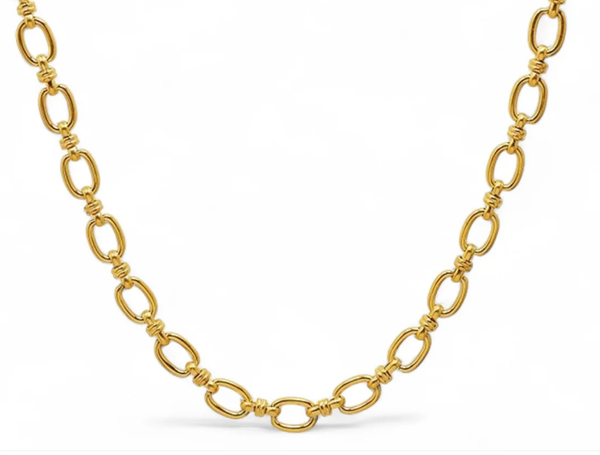 Rio Knuckle Link Steel Necklace 14K Gold Waterproof: Yellow Gold