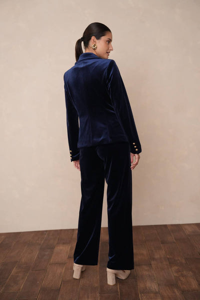 High-waisted straight-cut velvet trousers - P2228: Bordeaux