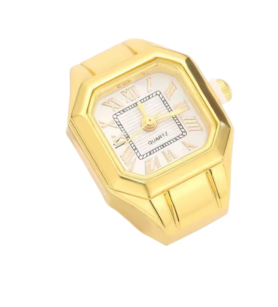 Pascal Watch Ring- Quartz Stretch Ring- Gift Box : Yellow Gold