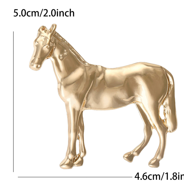 Pony Brooch Horse Pin - Horse Pin 14K Gold and Silver: Yellow Gold