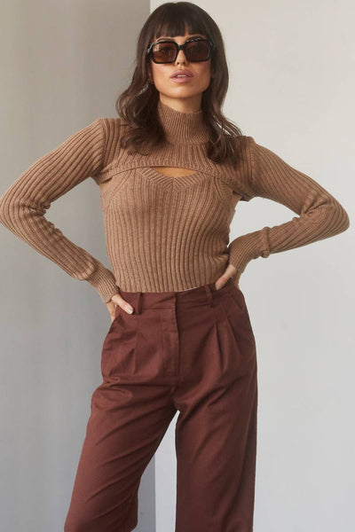 CT7465 - Skye Turtleneck Two Piece Set CAMEL