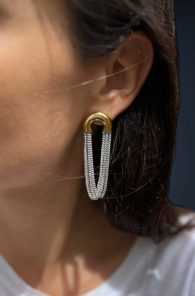 Verona- the Mixed Media Mixed Metal Tassel Hoop Earring