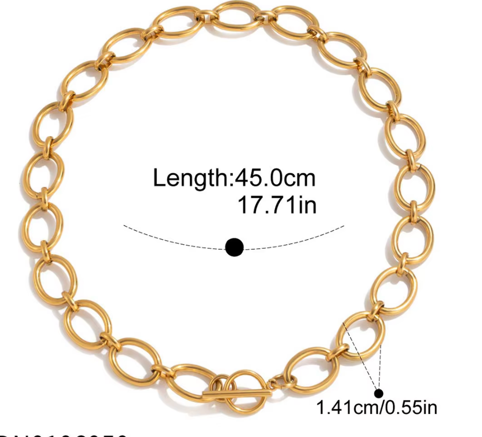 Maggie- Oval Link 18K Gold Necklace Waterproof