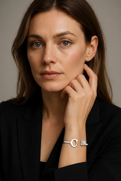 Key to Your Heart Hinge Cuff Bracelet Bangle: Yellow Gold