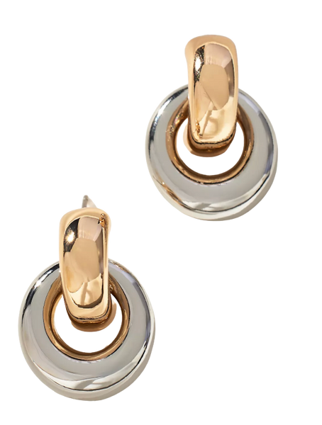 Puffy Door Knocker Hoop Earrings- Steel: Silver