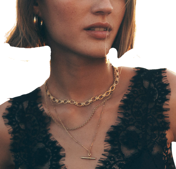 Rio Knuckle Link Steel Necklace 14K Gold Waterproof: Yellow Gold