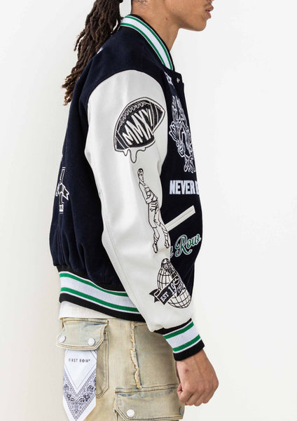 ALL FIELD THE BEST NEVER REST  VARSITY JACKET: L / NAVY