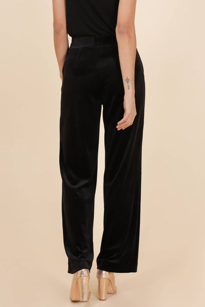 High-waisted straight-cut velvet trousers - P2228: Bordeaux