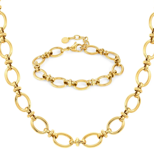 Rio Knuckle Link Steel Necklace 14K Gold Waterproof: Yellow Gold