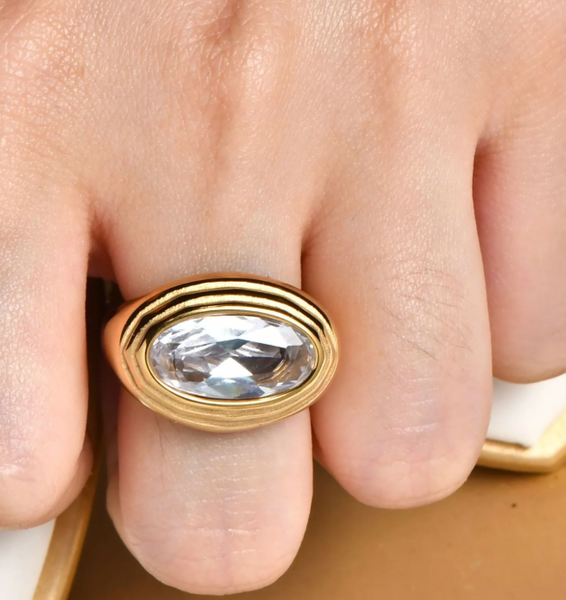 Elysian Eye Ring- Stainless Steel 14K Gold Ring: 6