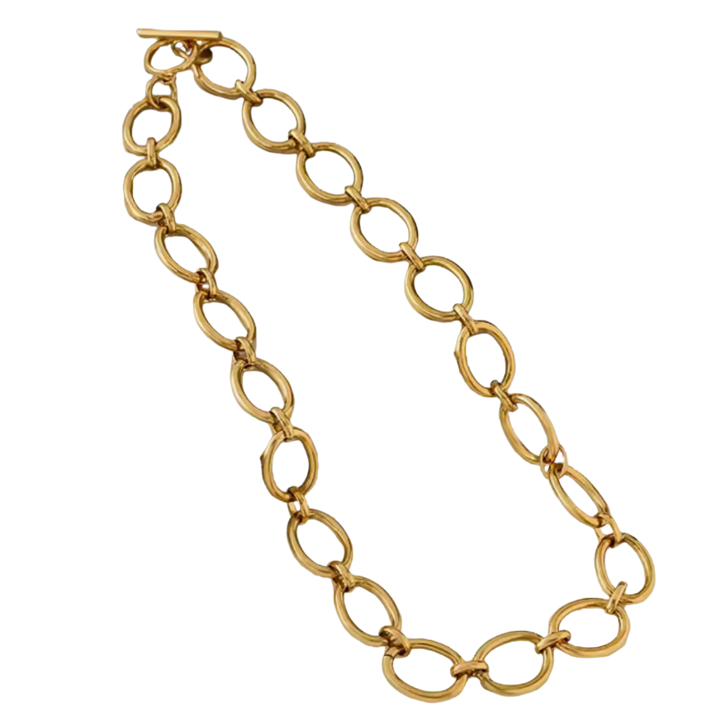 Maggie- Oval Link 18K Gold Necklace Waterproof