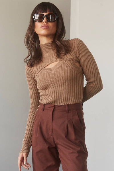 CT7465 - Skye Turtleneck Two Piece Set CAMEL