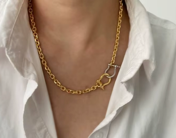 Giddy Up Rodeo Two Tone Hose Bit Shackle  Necklace