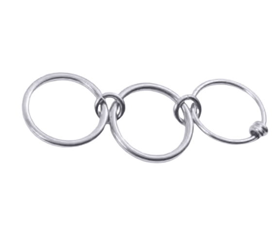 3 Multi Band stacking rings- STEEL-sized : Silver / 7
