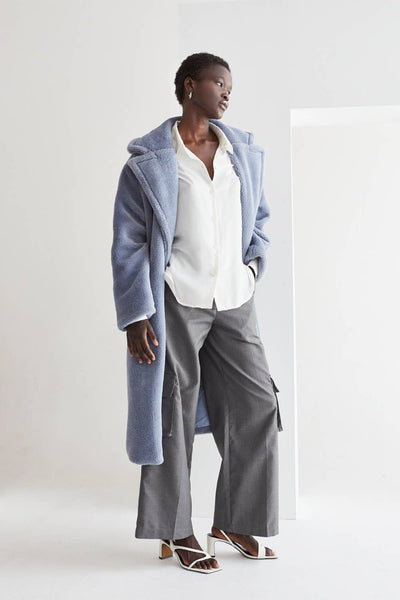 CJ8830 - Nikita Fluffy Teddy Coat: ICE BLUE