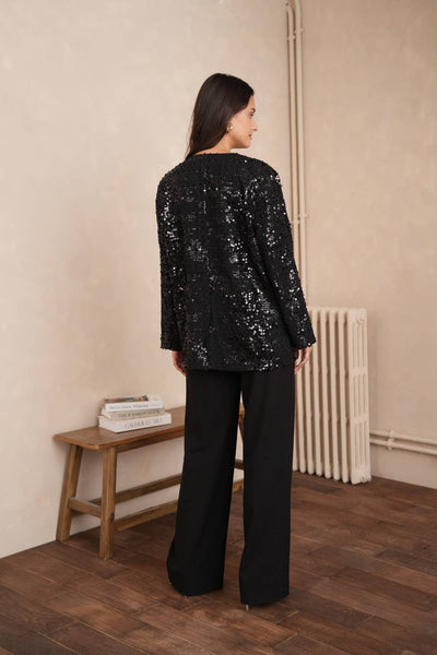 2-in-1 Sequin Dress Jacket - CK08349: Black