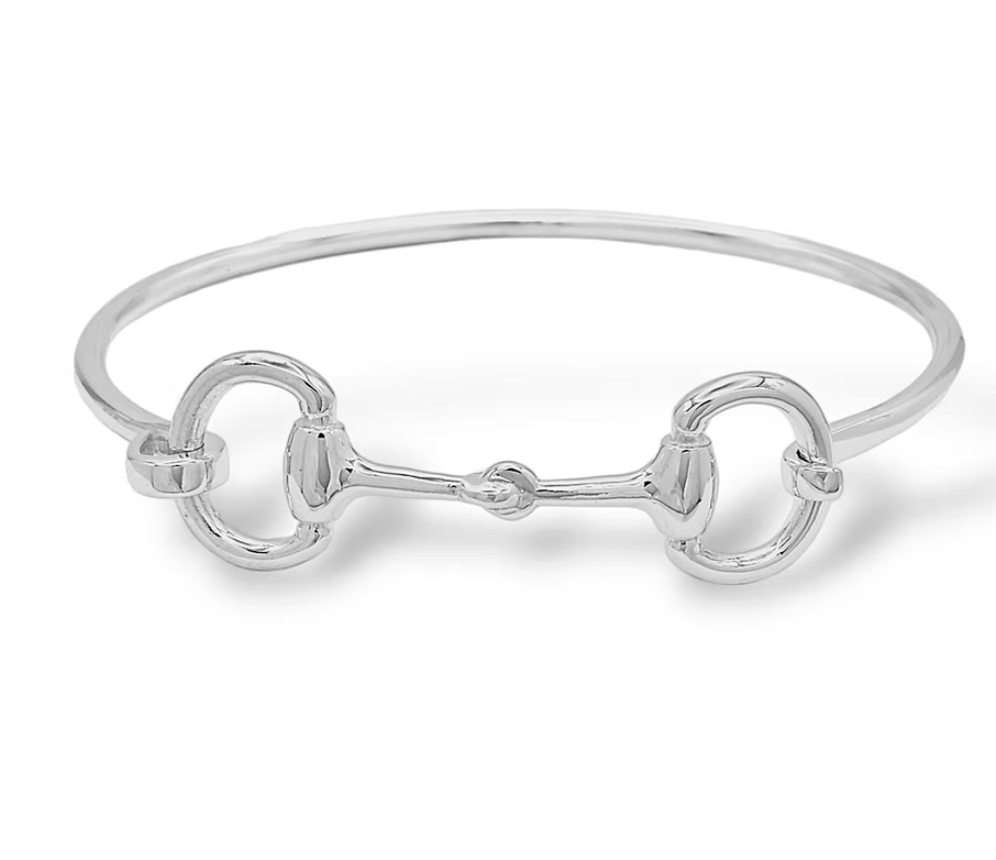 Snaffle Cuff Bangle Bracelet- Brass: Silver