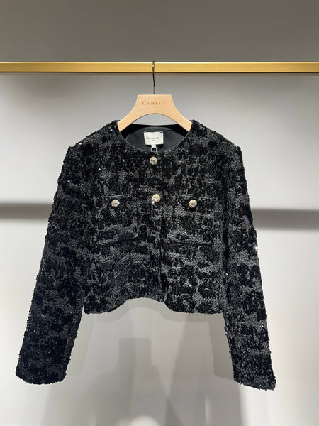 Sequin-embellished jacket - CK08345: Black