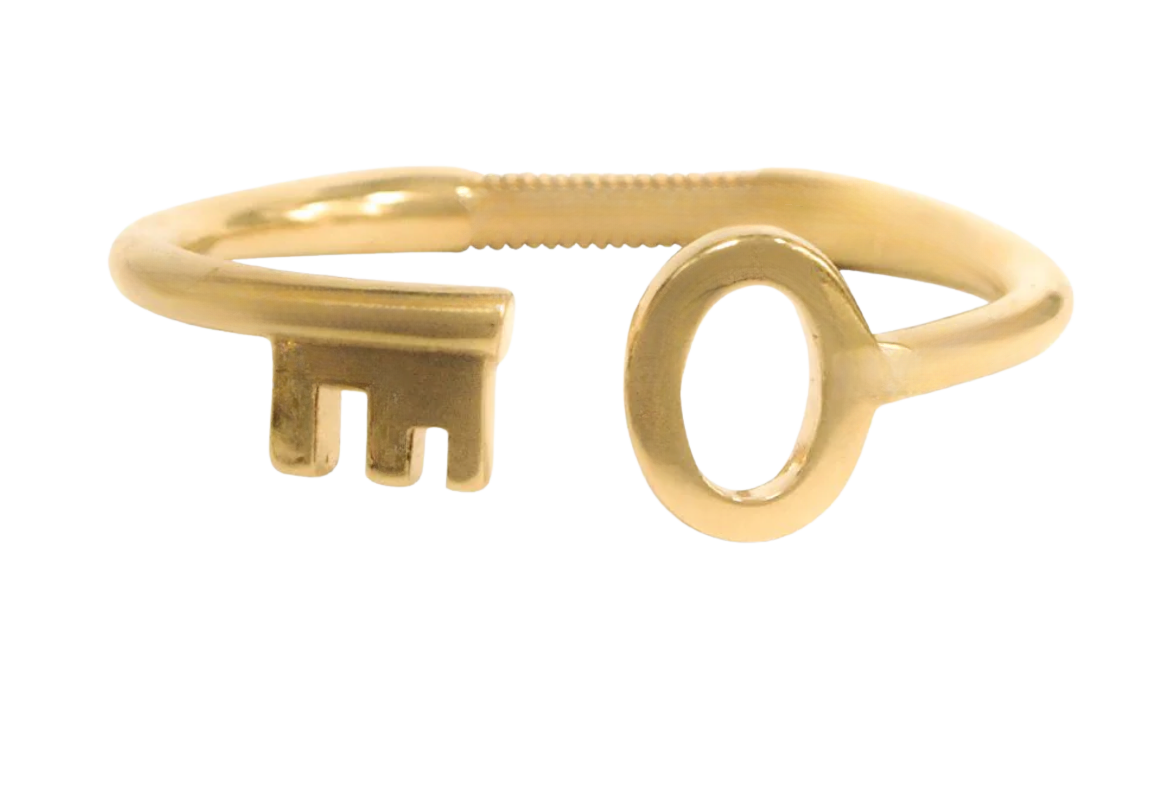 Key to Your Heart Hinge Cuff Bracelet Bangle: Yellow Gold