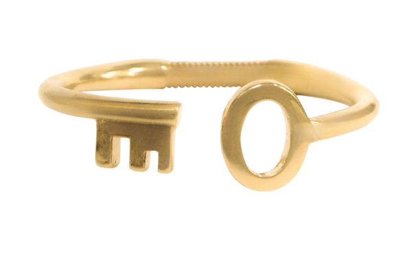 Key to Your Heart Hinge Cuff Bracelet Bangle: Yellow Gold