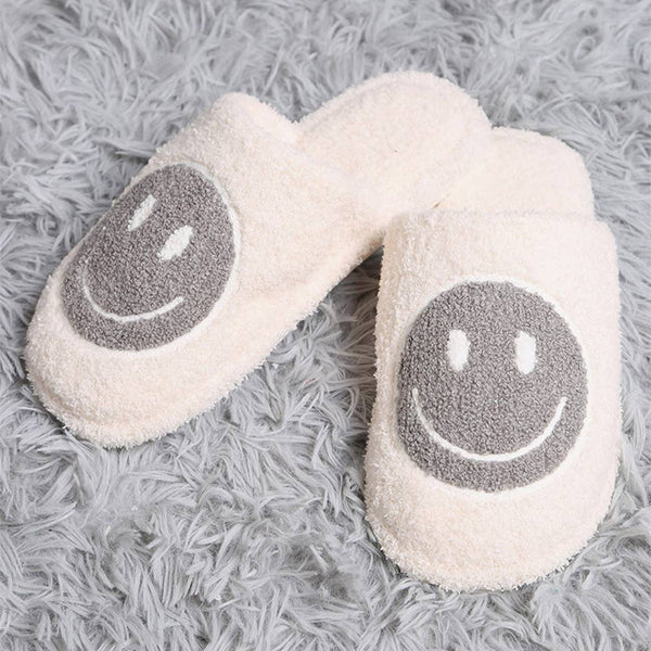 Colored Happy Face Luxury Soft Slippers: ONE SIZE / HOT PINK-S/M