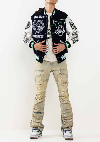 ALL FIELD THE BEST NEVER REST  VARSITY JACKET: L / NAVY