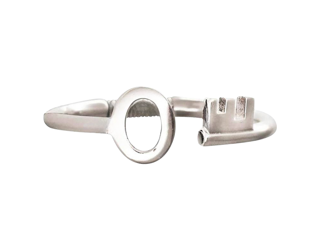 Key to Your Heart Hinge Cuff Bracelet Bangle: Yellow Gold