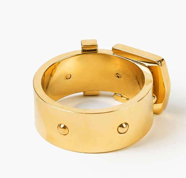 Buckle UP- Stainless Steel Buckle  Ring- 14K Gold/Steel: Silver / 7