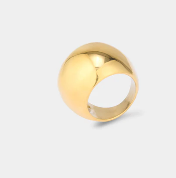 Max Dome Ring- Stainless Steel Waterproof 14K: Yellow Gold / 8