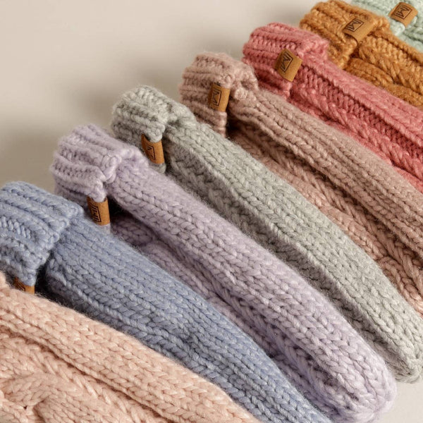 Winter Gloves Cable Knit Mittens with Fleece Lined: One Size / LAVENDER
