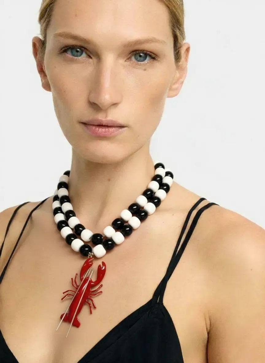 Lloyd Lobster Double Strand Bead Statement Necklace