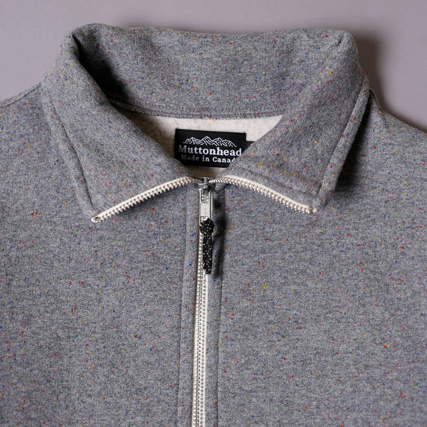 Fleece Field Zip  - Heather Grey Rainbow Speckle: Large