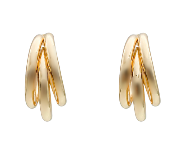 Triple Medium Hoop High Shine Steel Earring: Yellow Gold