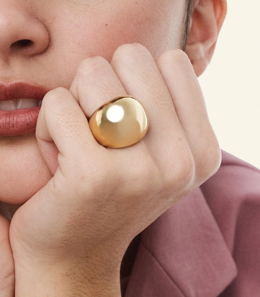 Max Dome Ring- Stainless Steel Waterproof 14K: Yellow Gold / 8