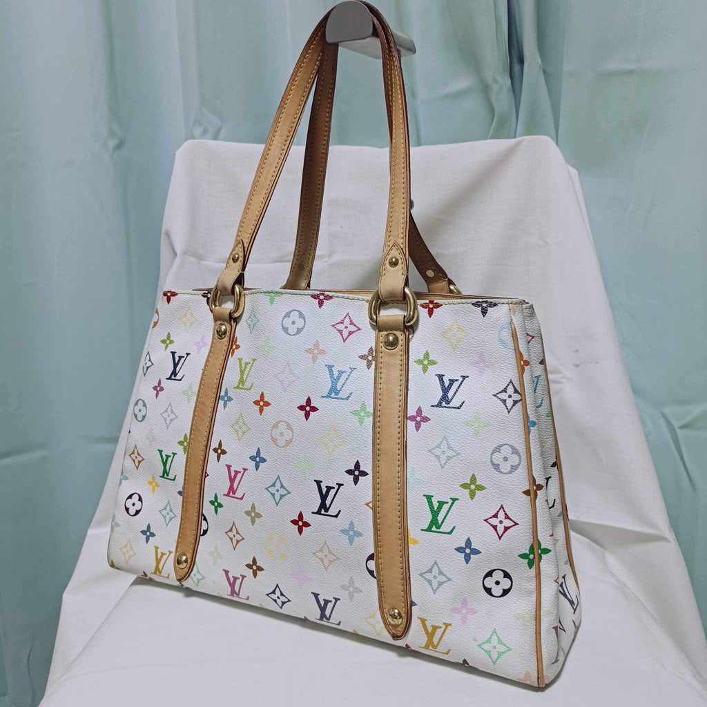 Louis Vuitton x Takashi Murakami White Monogram Multicolore Aurelia Tote MM