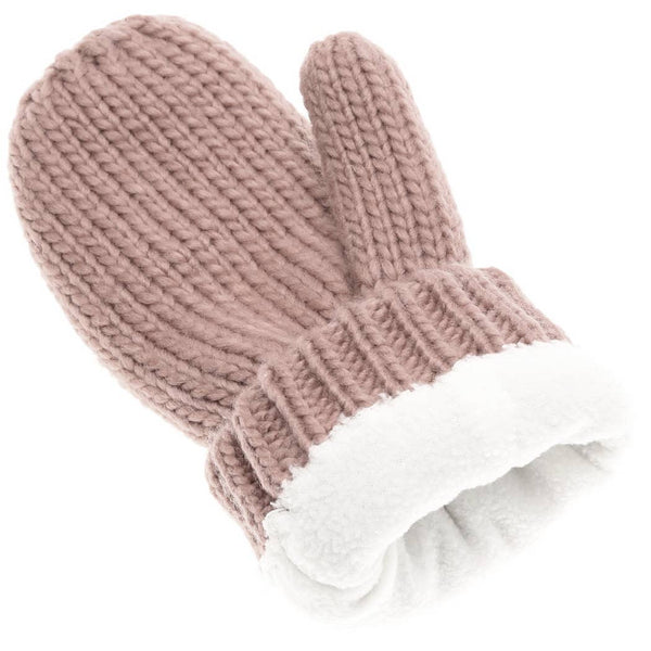 Winter Gloves Cable Knit Mittens with Fleece Lined: One Size / LAVENDER