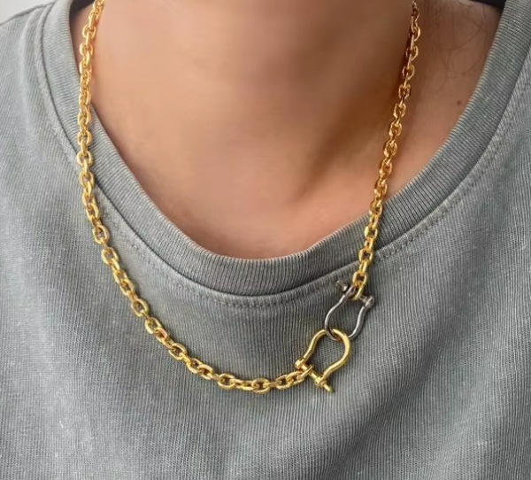 Giddy Up Rodeo Two Tone Hose Bit Shackle  Necklace
