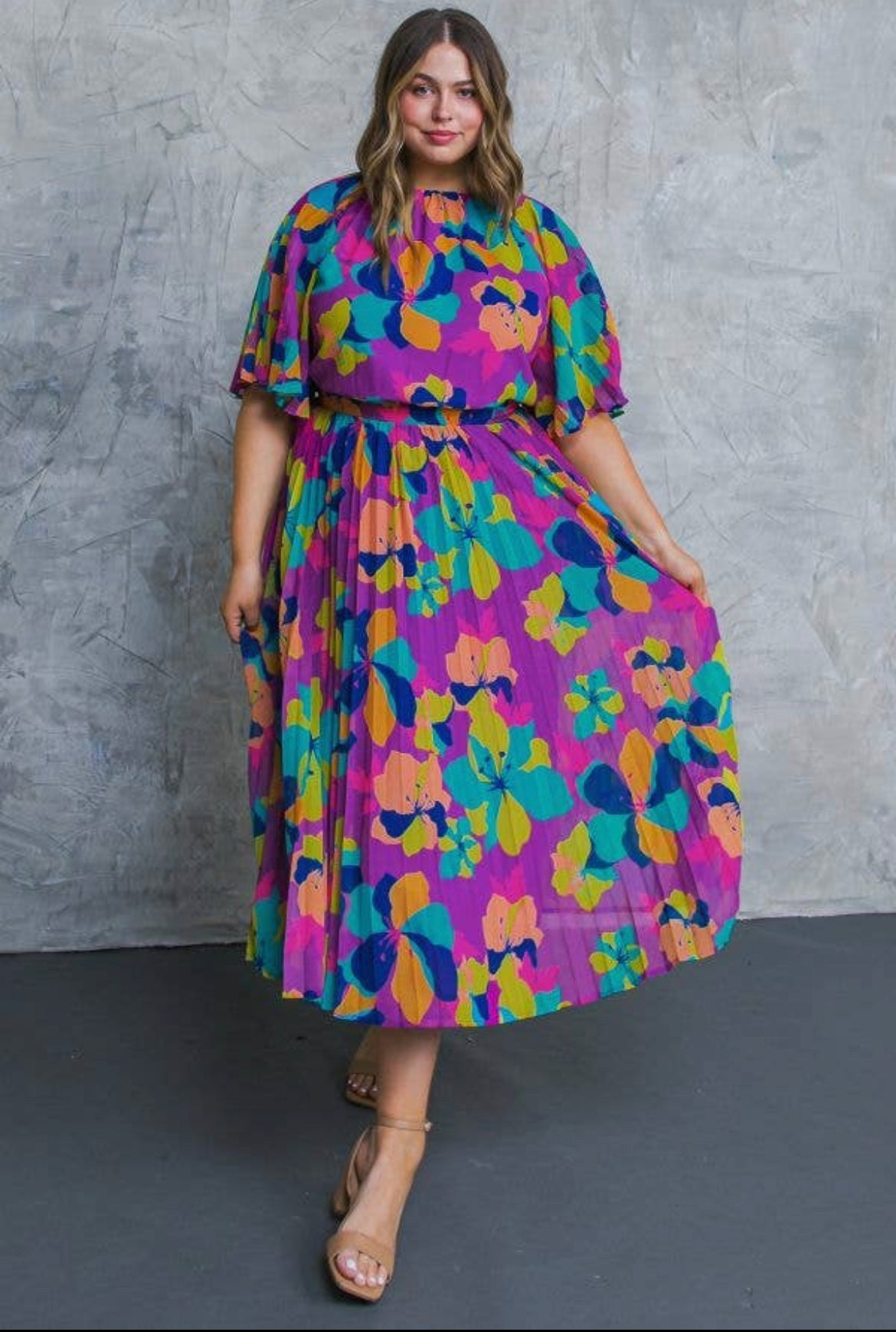 A Printed Woven Midi Dress