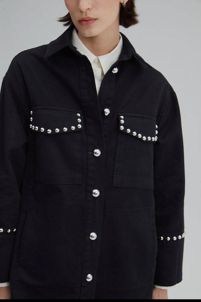 Denim jacket with studs
