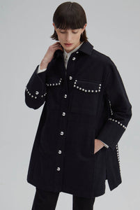 Denim jacket with studs