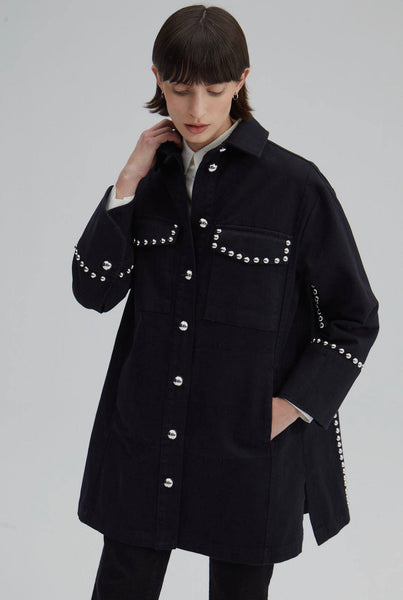 Denim jacket with studs