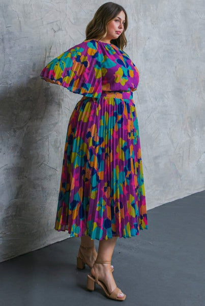 A Printed Woven Midi Dress