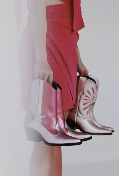 Stella Metallic Pink Leather Boots